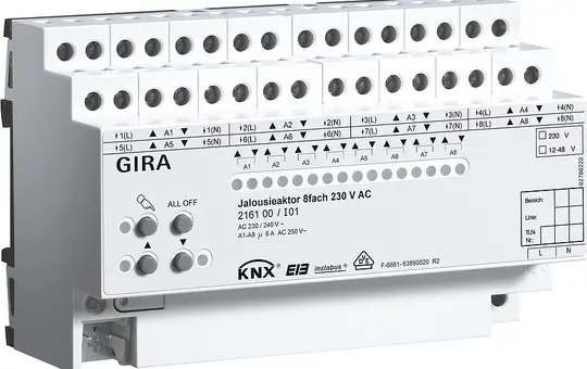 GIRA 216100 KNX-Jalousieaktor 230 V AC/12-48 V DC 8-fach