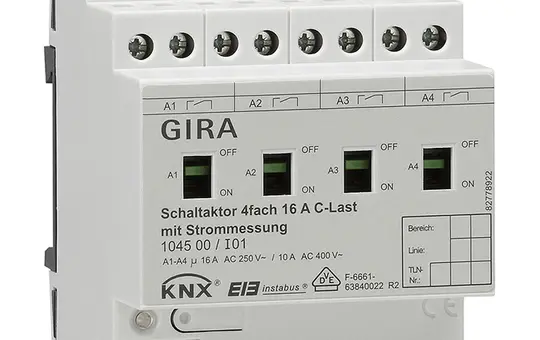 GIRA 104500 KNX-Schaltaktor mit Strommessung 16 A 4-fach