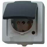 KOPP 107856005 SCHUKO-Steckdose Aufputz IP44 NAUTIC 1-fach, Berührungsschutz, Klappdeckel