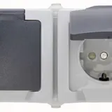 KOPP 137056002 SCHUKO-Steckdose Aufputz IP44 NAUTIC 2-fach, waagerecht, Berührungsschutz, Klappdeckel