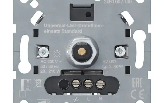 GIRA 245000 Drehdimmer System 3000 RLC, LED, 3-120 W