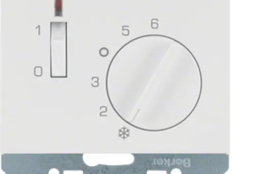 BERKER 20307109 Raumtemperaturregler K.1/K.5 Öffner, 230 V, Ausschalter, Kontrolllicht | polarweiß glänzend