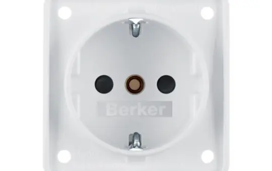 BERKER 941952502 SCHUKO-Steckdose Integro Flow Berührungsschutz, Schraubklemmen | polarweiß matt