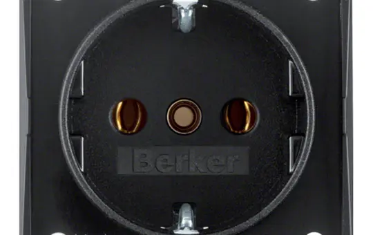 BERKER 9418505 SCHUKO-Steckdose Integro Flow Schraubklemmen | schwarz matt