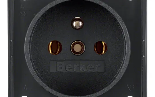 BERKER 9618505 internationale Steckdose Integro Flow FR/BE, Schraubklemmen | schwarz matt
