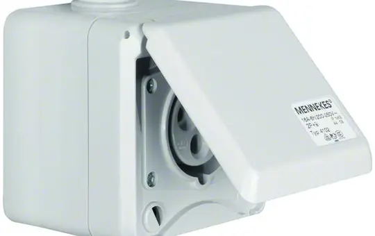 BERKER 558101 CEE-Steckdose AP 3-polig, 16 A, Klappdeckel | lichtgrau