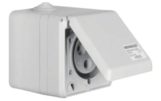 BERKER 578401 CEE-Steckdose AP 3-polig, 32 A, Klappdeckel | lichtgrau