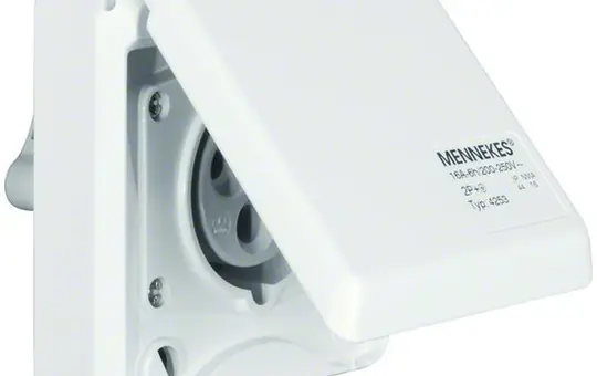 BERKER 568101 CEE-Steckdose Anbau 3-polig, 16 A, Klappdeckel | polarweiß