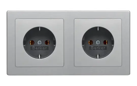 BERKER 47206084 SCHUKO-Steckdose kompl. Serie Q 2-fach, waagerecht | alu samt