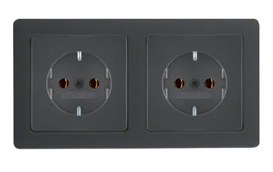 BERKER 47206086 SCHUKO-Steckdose kompl. Serie Q 2-fach, waagerecht | anthrazit samt