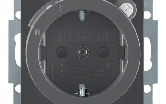 BERKER 47086086 SCHUKO-Steckdose Q.1/Q.3 FI-Schutzschalter | anthrazit samt