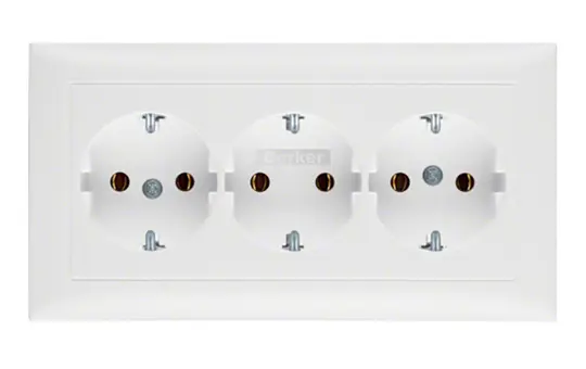 BERKER 47661909 SCHUKO-Steckdose komplett S.1/B.3/B.7 3-fach, waagerecht, für 2-fach-Dose | polarweiß matt