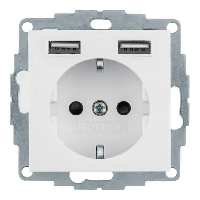 BERKER 48038989 Steckdose SCHUKO/USB Polarweiß glänzend