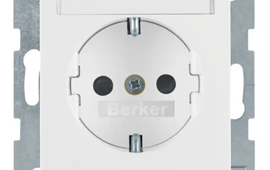 BERKER 47498989 beschr. SCHUKO-Steckdose S/B Berührungsschutz | polarweiß glänzend