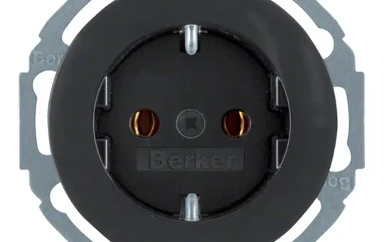 BERKER 47452045 SCHUKO-Steckdose R.classic Standard | schwarz glänzend