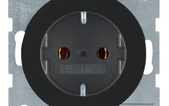 BERKER 47432045 SCHUKO-Steckdose R Standard | schwarz glänzend