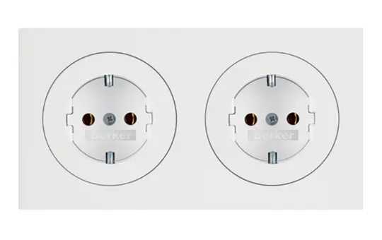 BERKER 47202089 SCHUKO-Steckdose komplett Kabelkanal R.3 2-fach, waagerecht | polarweiß glänzend