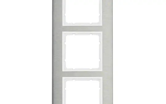 BERKER 10133609 Abdeckrahmen B.7 3-fach, senkrecht | edelstahl/polarweiß matt