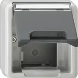 GIRA 026230 Leergehäuse für DKS-Einsätze Aufputz IP44 1-fach, Schriftfeld | grau