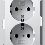 GIRA 273103 SCHUKO-Steckdose System 55 2-fach, für 1-fache UP-Dose | reinweiß glänzend