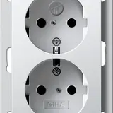 GIRA 273127 SCHUKO-Steckdose System 55 2-fach, für 1-fache UP-Dose | reinweiß seidenmatt