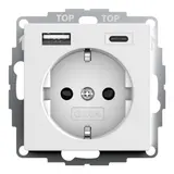 GIRA 245927 SCHUKO-Steckdose System 55 USB-A/C, Berührungsschutz | reinweiß seidenmatt