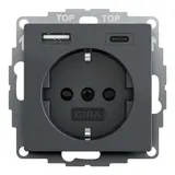 GIRA 245928 SCHUKO-Steckdose System 55 USB-A/C, Berührungsschutz | anthrazit