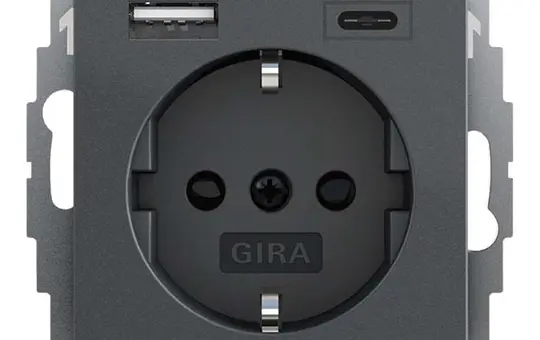 GIRA 245928 SCHUKO-Steckdose System 55 USB-A/C, Berührungsschutz | anthrazit