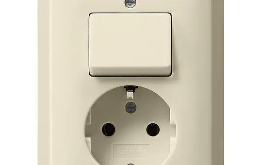 GIRA 017601 SCHUKO-Steckdose komplett System 55 1-fach, Wechselschalter | cremeweiß glänzend