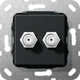 GIRA 565110 Kommunikationseinsatz 2 x F-Buchse (Gender Changer) | schwarz matt