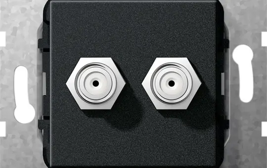 GIRA 565110 Kommunikationseinsatz 2 x F-Buchse (Gender Changer) | schwarz matt