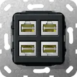 GIRA 569810 Kommunikationseinsatz 4 x RJ45, Kupplung | schwarz matt