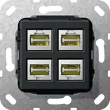 GIRA 569910 Kommunikationseinsatz 4 x RJ45, LSA+ | schwarz matt