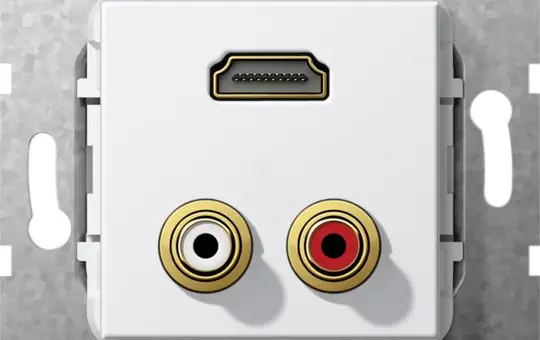 GIRA 567403 Kommunikationseinsatz Cinch/HDMI, Kabelpeitsche | reinweiß glänzend