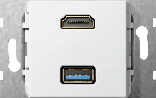 GIRA 567903 Kommunikationseinsatz HDMI/USB-A, Kabelpeitsche | reinweiß glänzend