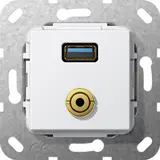 GIRA 568703 Kommunikationseinsatz USB-A/Klinke 3,5 mm, Kabelpeitsche | reinweiß glänzend