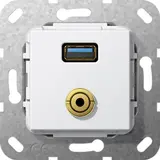 GIRA 568603 Kommunikationseinsatz USB-A/Klinke 3,5 mm, Kupplung/Kabelpeitsche | reinweiß glänzend