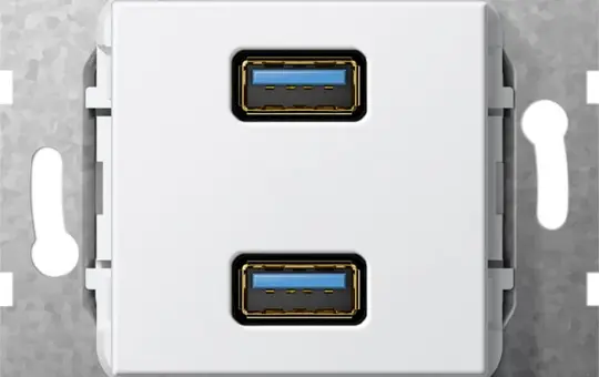 GIRA 568503 Kommunikationseinsatz USB-A/USB-A, Kabelpeitsche | reinweiß glänzend