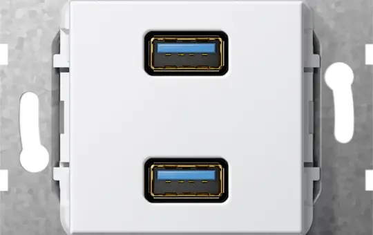 GIRA 568403 Kommunikationseinsatz USB-A/USB-A, Kupplung | reinweiß glänzend