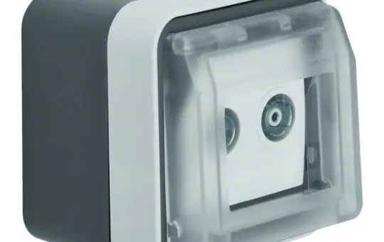 BERKER 12033515 Aufputz-Antennendose W.1 2-fach, Einzeldose | grau/lichtgrau matt