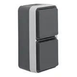 BERKER 47703525 SCHUKO-Aufputzsteckdose W.1 2-fach, senkrecht | grau/lichtgrau matt