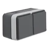 BERKER 47843515 SCHUKO-Aufputzsteckdose W.1 2-fach, waagerecht | grau/lichtgrau matt