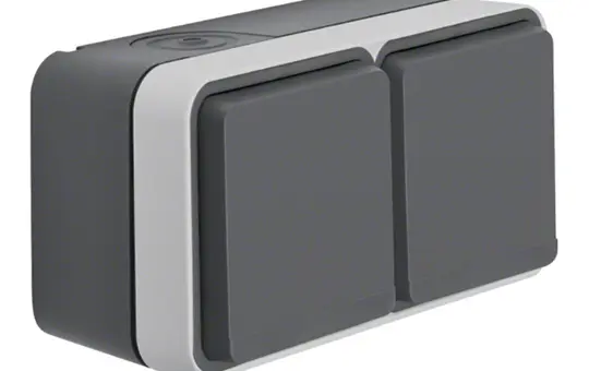 BERKER 47843515 SCHUKO-Aufputzsteckdose W.1 2-fach, waagerecht | grau/lichtgrau matt