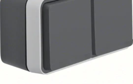 BERKER 47843535 SCHUKO-Aufputzsteckdose W.1 2-fach, waagerecht. Berührungsschutz | grau/lichtgrau matt