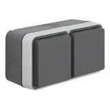 BERKER 47753525 SCHUKO-Aufputzsteckdose W.1 2-fach, waagerecht, seitl. Einführungen | grau/lichtgrau matt