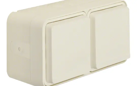 BERKER 47753522 SCHUKO-Aufputzsteckdose W.1 2-fach, waagerecht, seitl. Einführungen | polarweiß matt