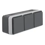BERKER 47733515 SCHUKO-Aufputzsteckdose W.1 3-fach, waagerecht | grau/lichtgrau matt