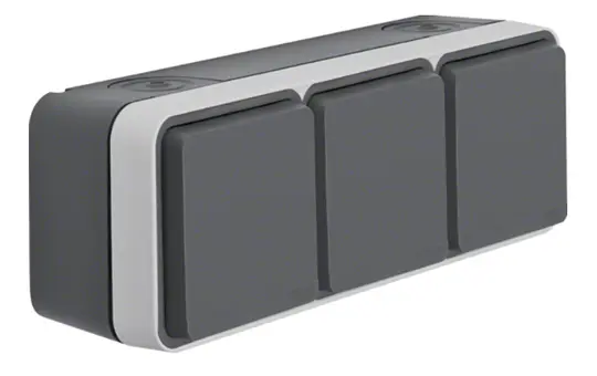 BERKER 47733515 SCHUKO-Aufputzsteckdose W.1 3-fach, waagerecht | grau/lichtgrau matt