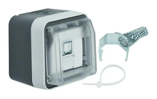 BERKER 14093505 Aufputz-Netzwerkdose W.1 1-fach, Cat. 6 | grau/lichtgrau matt