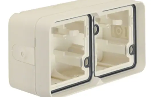 BERKER 6719323512 Aufputzgehäuse W.1 2-fach, waagerecht, 4 Leitungseinführungen | polarweiß